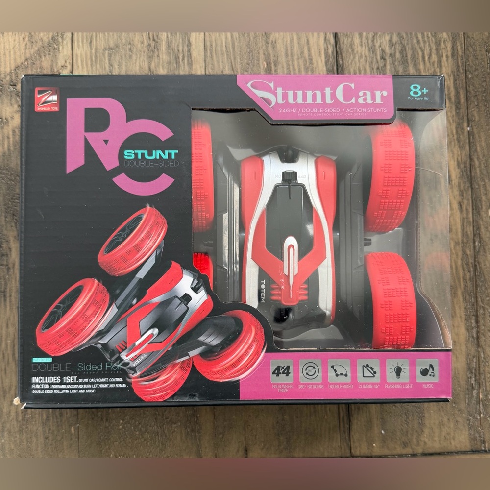 RC Stunt Double-Sided Car with Red Wheels